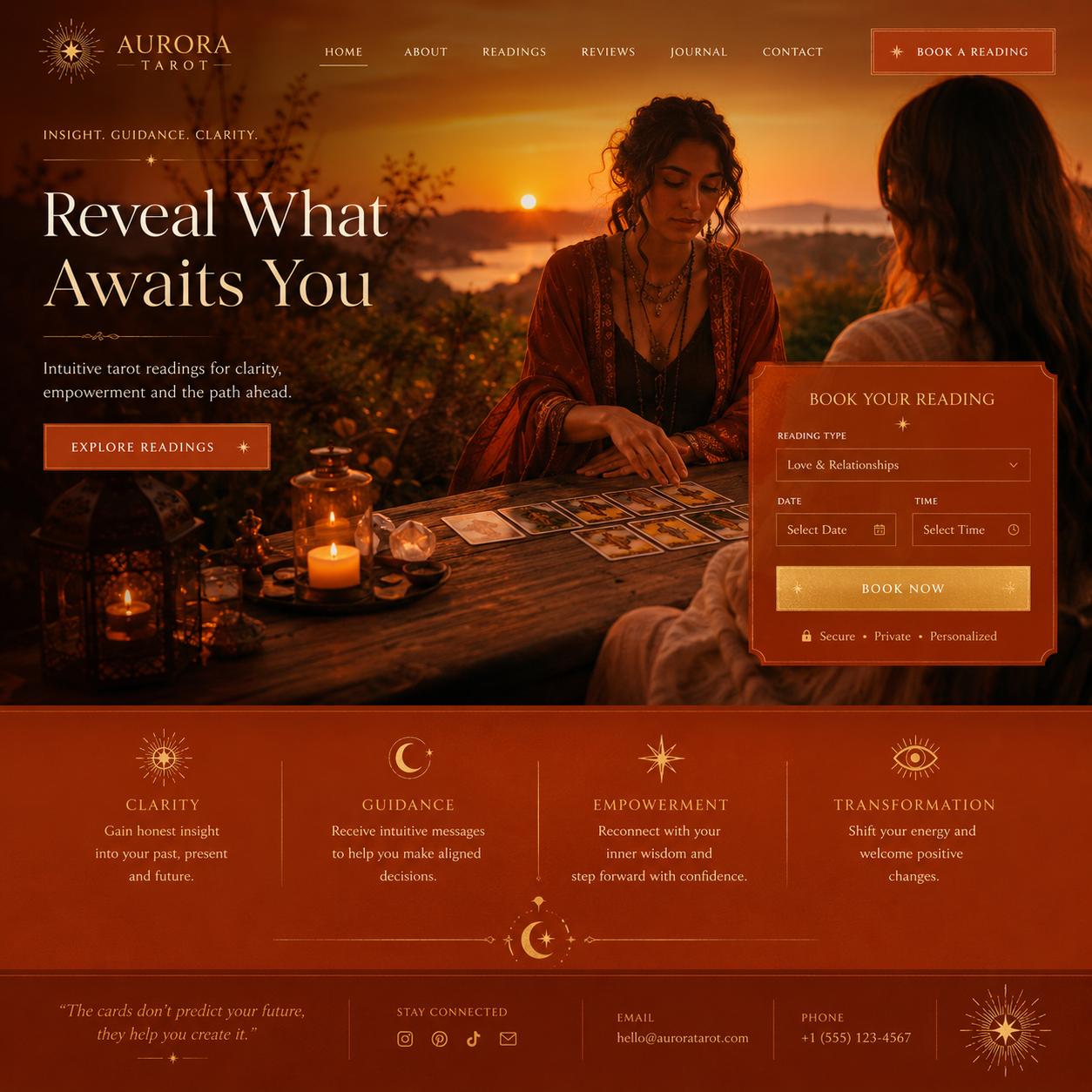 Tarot Reading website design